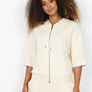 FELPA PANNA SOYA CONCEPT CON CAPPUCCIO E ZIP DA DONNA