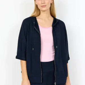 FELPA BLU SOYA CONCEPT CON CAPPUCCIO E ZIP DA DONNA