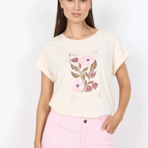 T-SHIRT BEIGE-ROSA SOYA CONCEPT DA DONNA