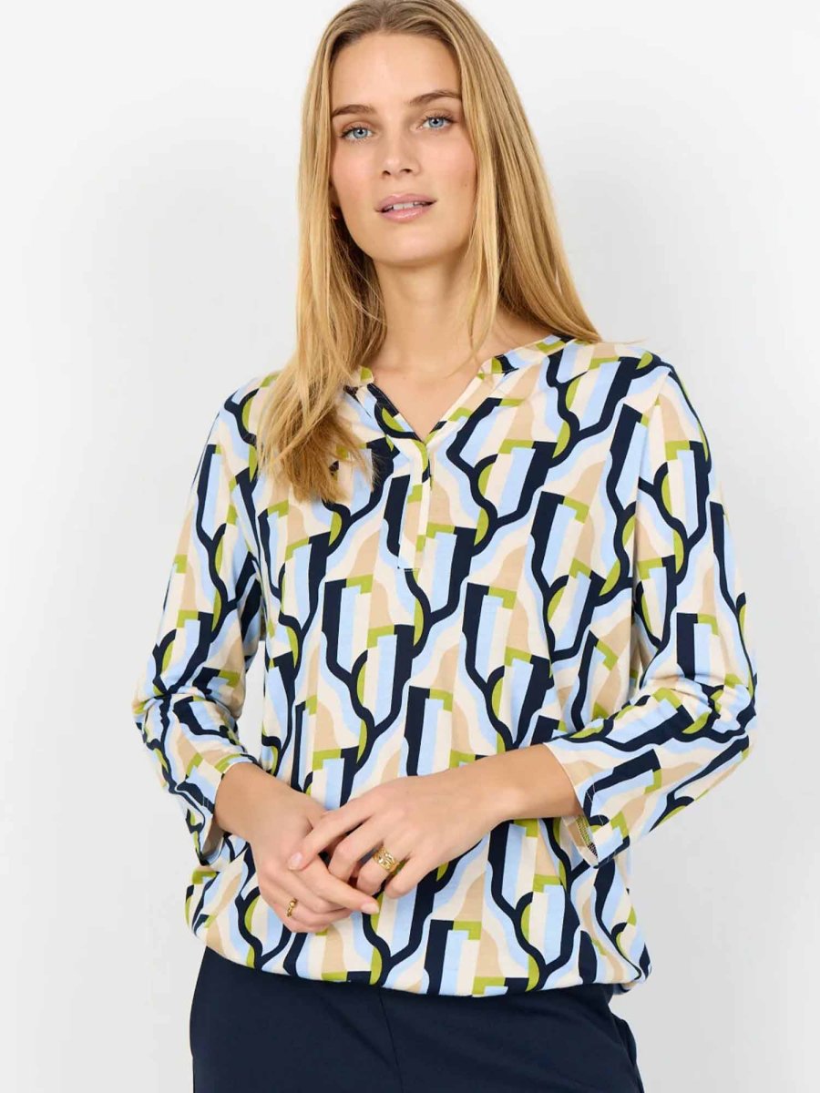 BLOUSA BLU MULTICOLOR SOYA CONCEPT COLLO A V DA DONNA - immagine 2