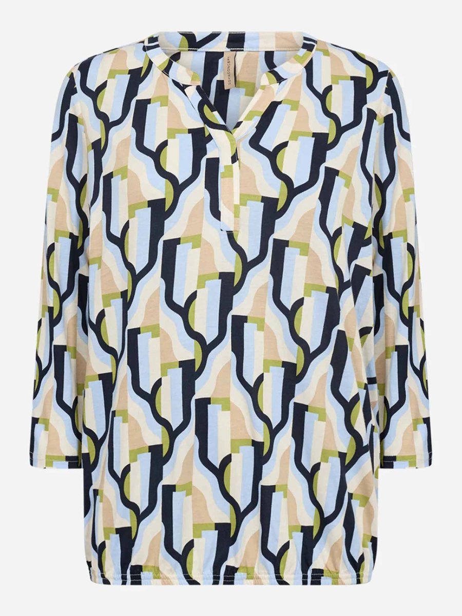 BLOUSA BLU MULTICOLOR SOYA CONCEPT COLLO A V DA DONNA - immagine 3