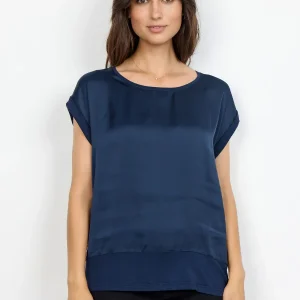 T-SHIRT BLU SOYA CONCEPT CON SCOLLO ROTONDO DA DONNA