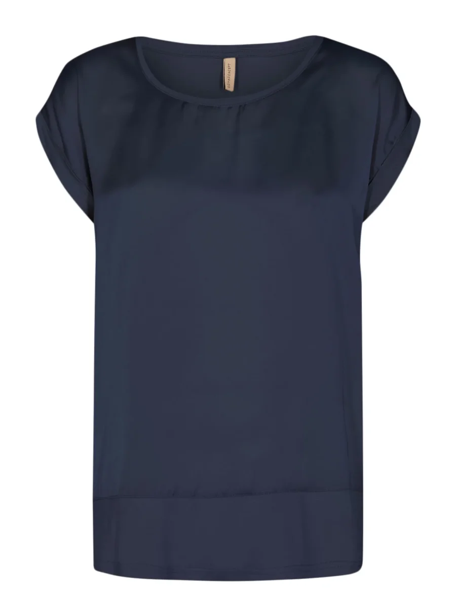 T-SHIRT BLU SOYA CONCEPT CON SCOLLO ROTONDO DA DONNA - immagine 3