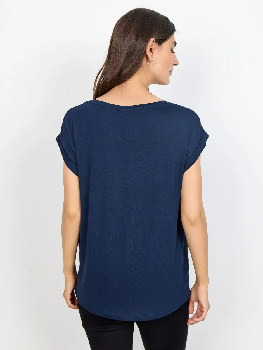 T-SHIRT BLU SOYA CONCEPT CON SCOLLO ROTONDO DA DONNA - immagine 4