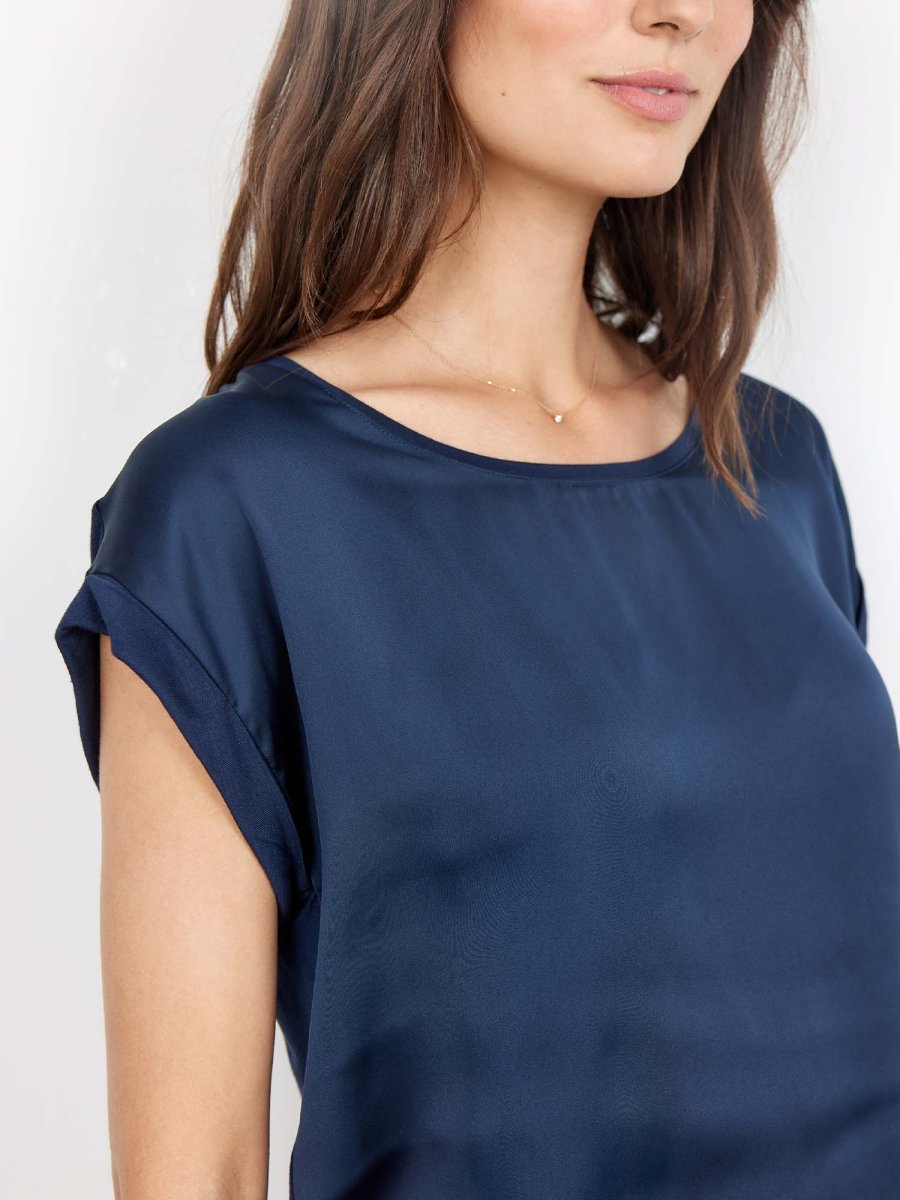 T-SHIRT BLU SOYA CONCEPT CON SCOLLO ROTONDO DA DONNA - immagine 5