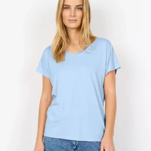 T-SHIRT AZZURRO SOYA CONCEPT CON COLLO A V DA DONNA