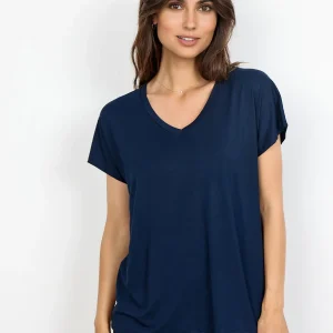 T-SHIRT BLU SOYA CONCEPT CON COLLO A V DA DONNA