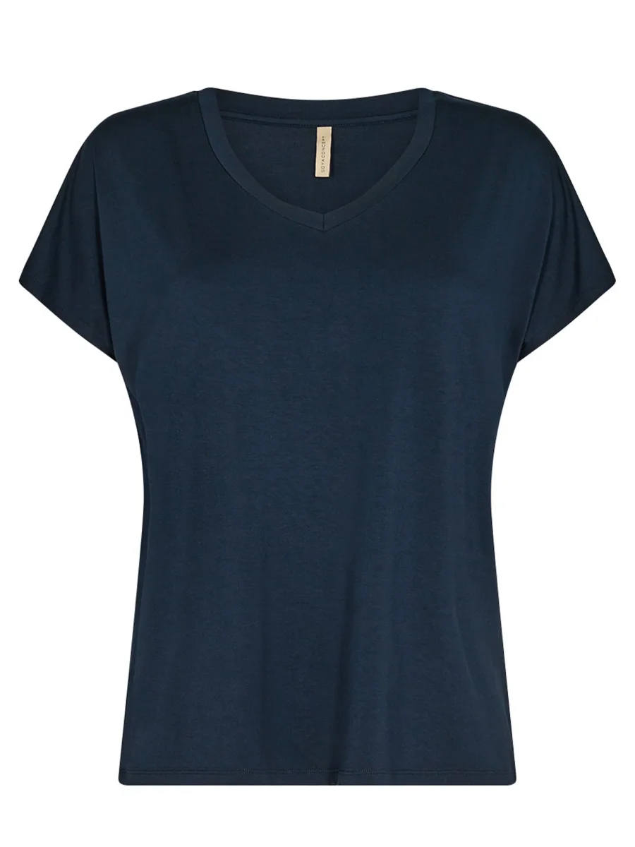T-SHIRT BLU SOYA CONCEPT CON COLLO A V DA DONNA - immagine 3