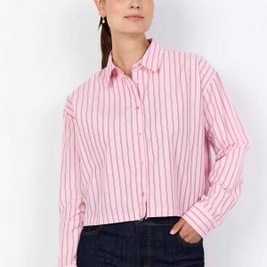 CAMICIA CROP ROSA SOYA CONCEPT A RIGHE DA DONNA