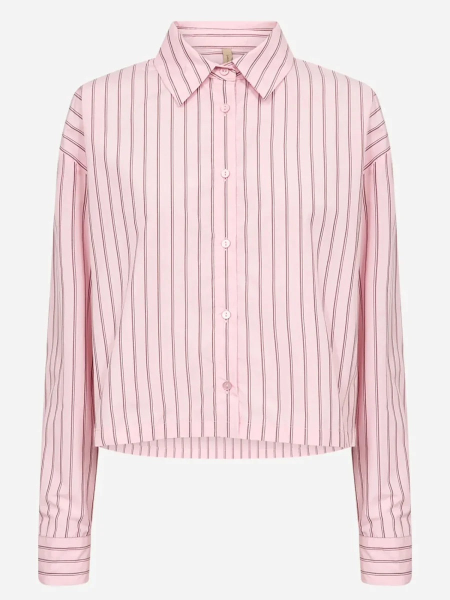 CAMICIA CROP ROSA SOYA CONCEPT A RIGHE DA DONNA - immagine 3