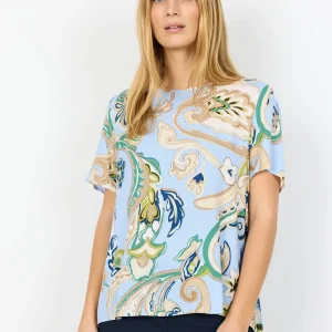 BLOUSA AZZURRA MULTICOLOR SOYA CONCEPT A MANICHE CORTE DA DONNA