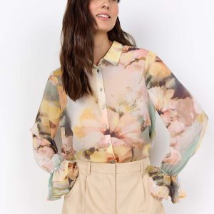 CAMICIA ROSA MULTICOLOR SOYA CONCEPT CON VOLANT DA DONNA