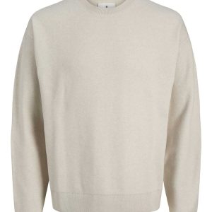 PULLOVER GIROCOLLO BLABRADFO JACK&JONES DA UOMO PANNA