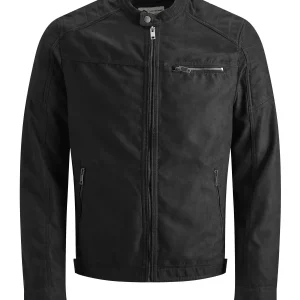 GIACCA IN ECOPELLE SCAMOSCIATA ROCKY JACK&JONES DA RAGAZZO NERO