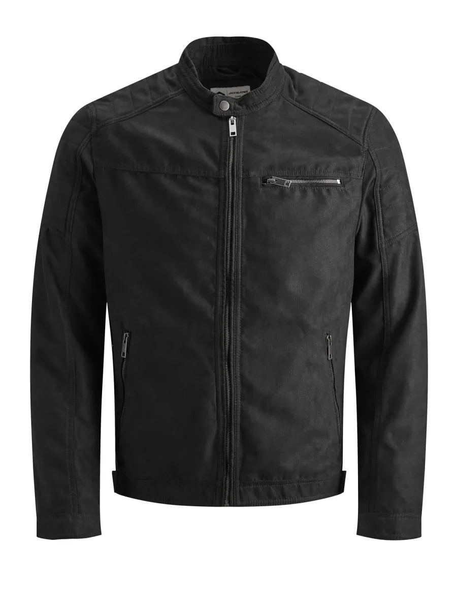GIACCA IN ECOPELLE SCAMOSCIATA ROCKY JACK&JONES DA RAGAZZO NERO