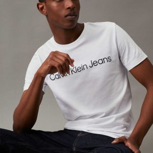 T-SHIRT CORE ISTITUT LOGO CALVIN KLEIN JEANS DA UOMO BIANCO
