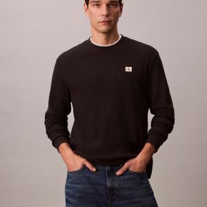 MAGLIA WAFFLE BADGE CALVIN KLEIN JEANS UOMO NERO