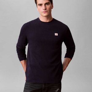 MAGLIA BLU CALVIN KLEIN JEANS WAFFLE BADGE DA UOMO