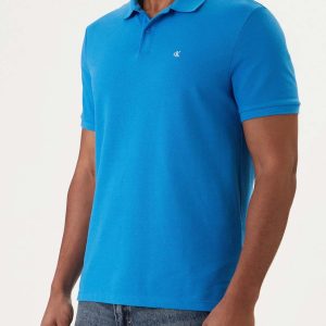 POLO BLU PIQUE CALVIN KLEIN JEANS DA UOMO