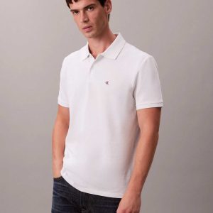 POLO BIANCA PIQUE CALVIN KLEIN JEANS DA UOMO