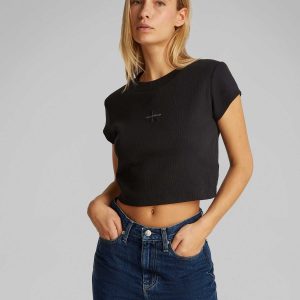 T-SHIRT MONOGRAM BABY TEE CALVIN KLEIN JEANS DONNA NERO