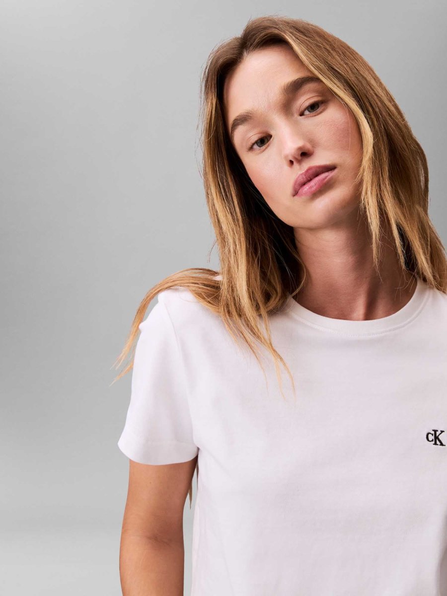 T-SHIRT GIROCOLLO CALVIN KLEIN DA DONNA BIANCO - immagine 5