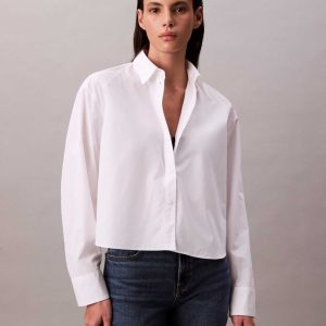 CAMICIA BOXY CROPPED CALVIN KLEIN JEANS DONNA BIANCO