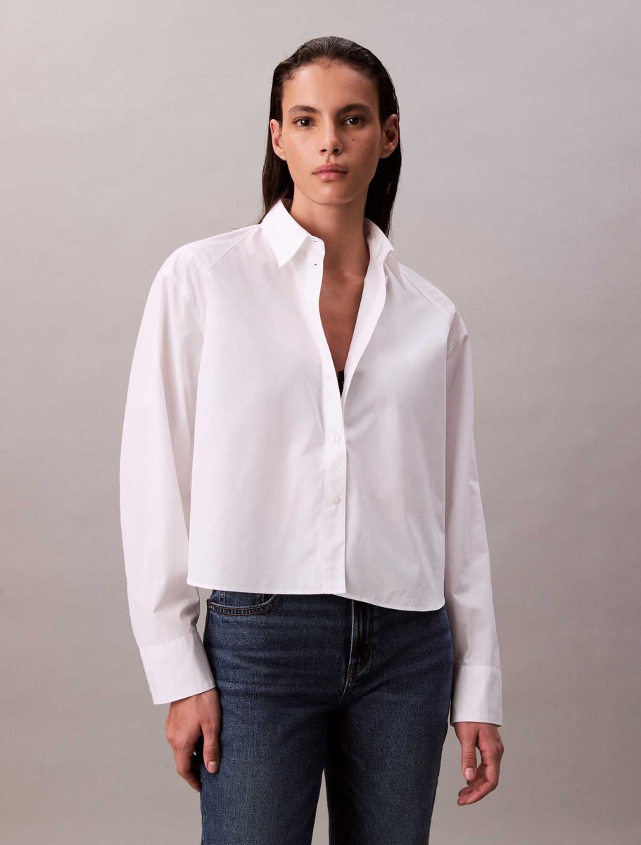 CAMICIA BOXY CROPPED CALVIN KLEIN JEANS DONNA BIANCO - immagine 2