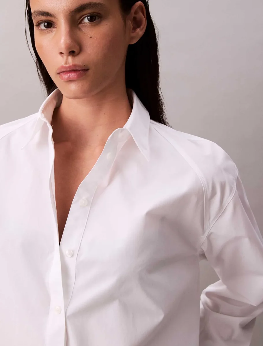 CAMICIA BOXY CROPPED CALVIN KLEIN JEANS DONNA BIANCO - immagine 5
