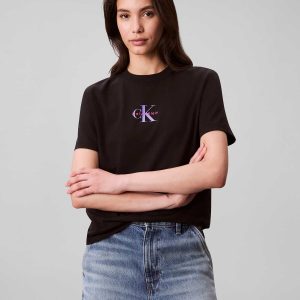 T-SHIRT CLASSIC LOGO CALVIN KLEIN JEANS DA DONNA NERO