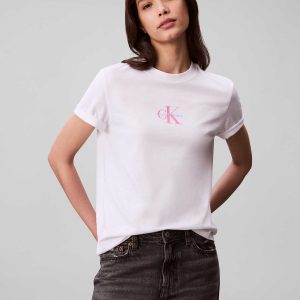 T-SHIRT BIANCA CALVIN KLEIN JEANS CLASSIC LOGO DA DONNA
