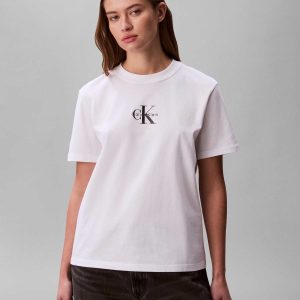 T-SHIRT BIANCA-NERA CALVIN KLEIN JEANS CLASSIC LOGO DA DONNA