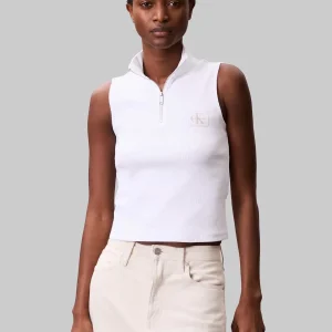 TOP CON MEZZA ZIP CALVIN KLEIN JEANS DA DONNA BIANCO