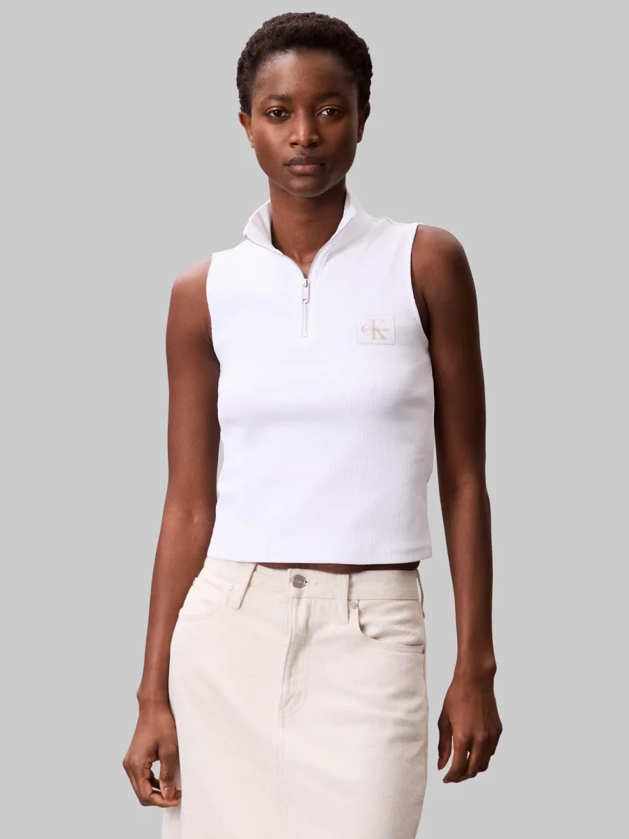 TOP CON MEZZA ZIP CALVIN KLEIN JEANS DA DONNA BIANCO - immagine 2