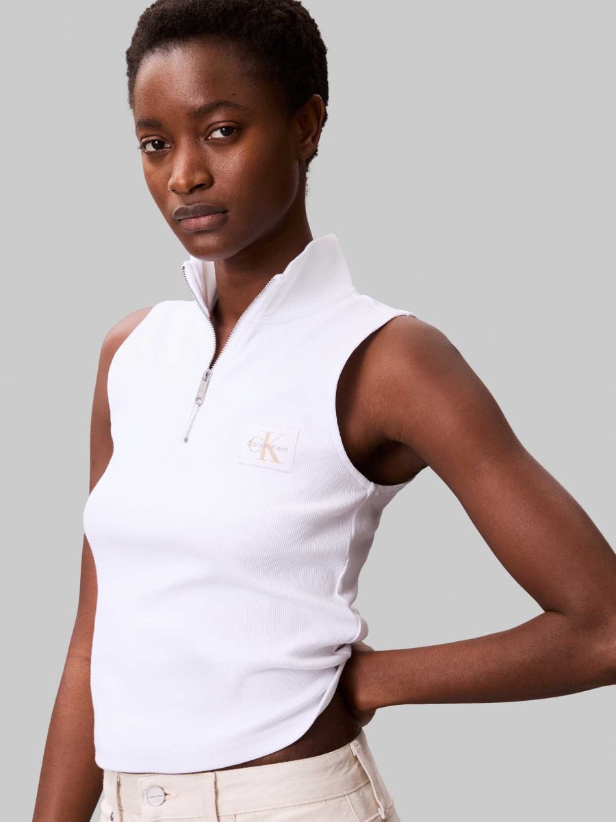 TOP CON MEZZA ZIP CALVIN KLEIN JEANS DA DONNA BIANCO - immagine 3