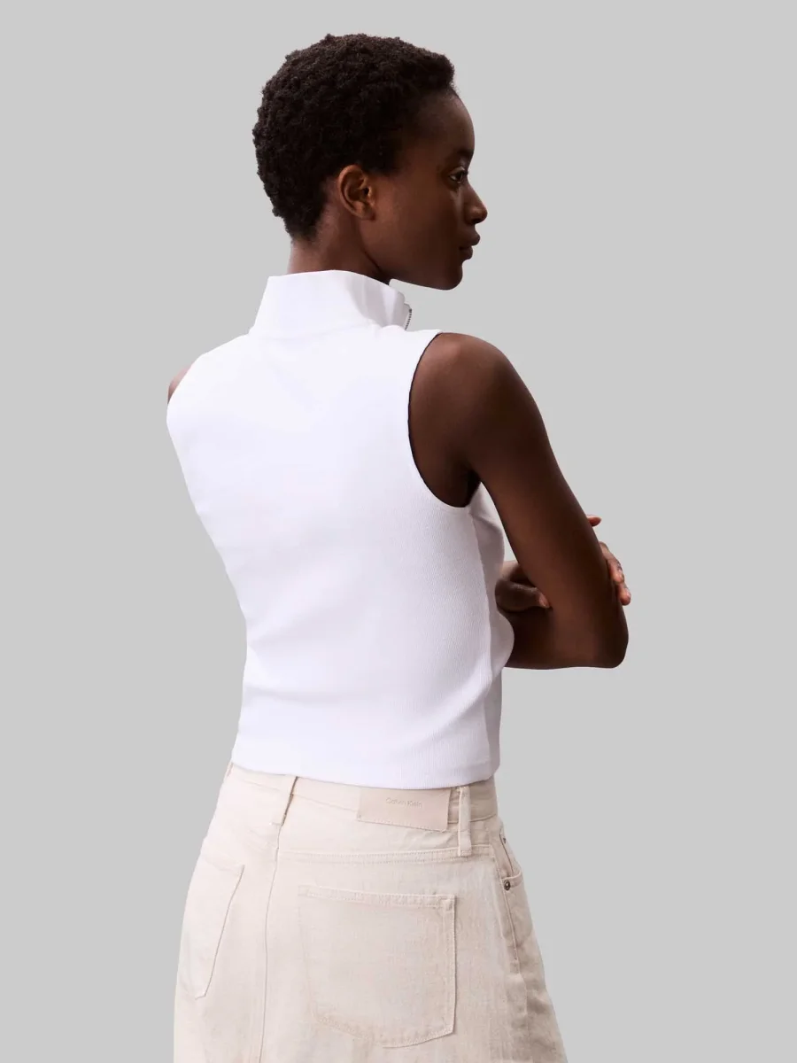 TOP CON MEZZA ZIP CALVIN KLEIN JEANS DA DONNA BIANCO - immagine 4