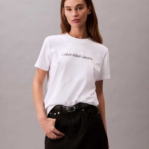 T-SHIRT LOGO CALVIN KLEIN JEANS DA DONNA BIANCO