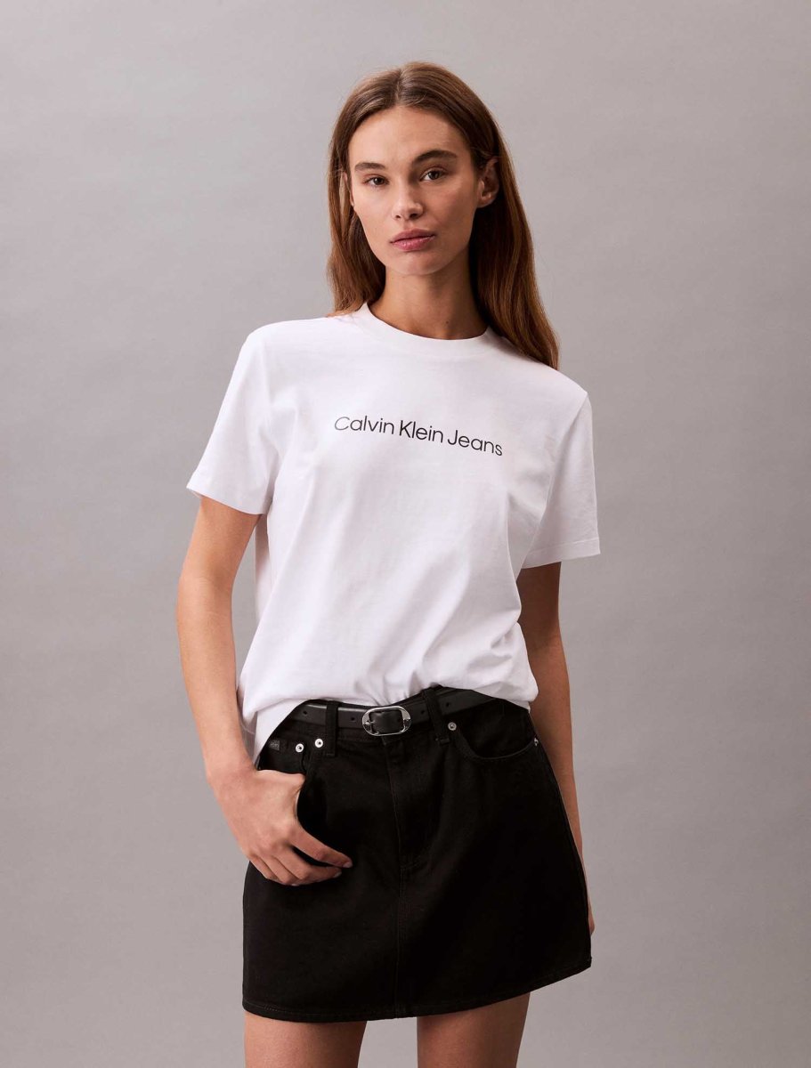 T-SHIRT LOGO CALVIN KLEIN JEANS DA DONNA BIANCO - immagine 2