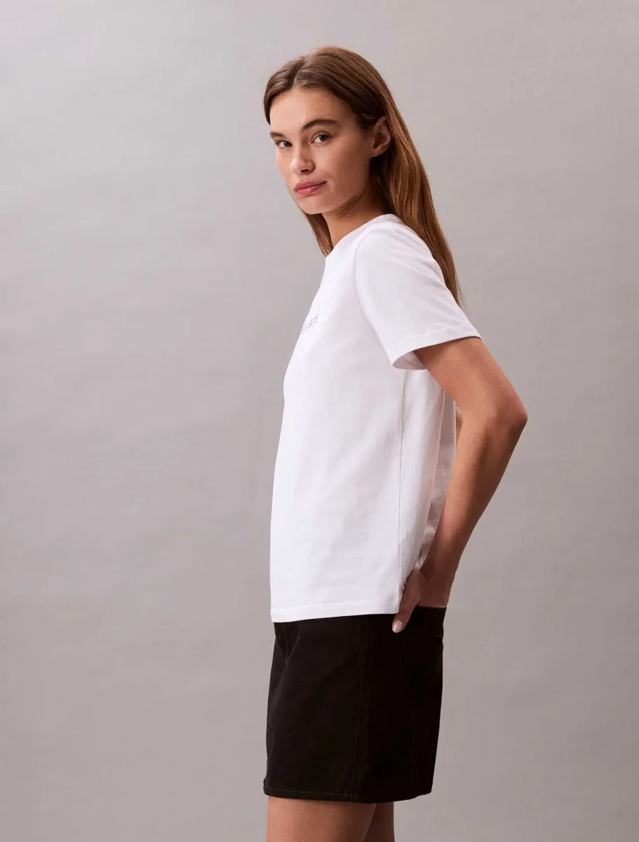 T-SHIRT LOGO CALVIN KLEIN JEANS DA DONNA BIANCO - immagine 3
