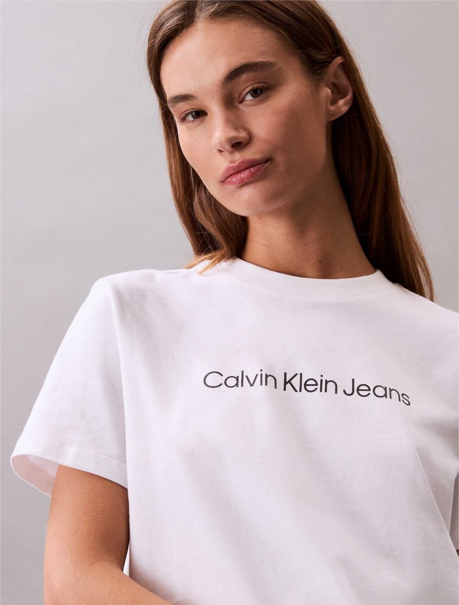 T-SHIRT LOGO CALVIN KLEIN JEANS DA DONNA BIANCO - immagine 5