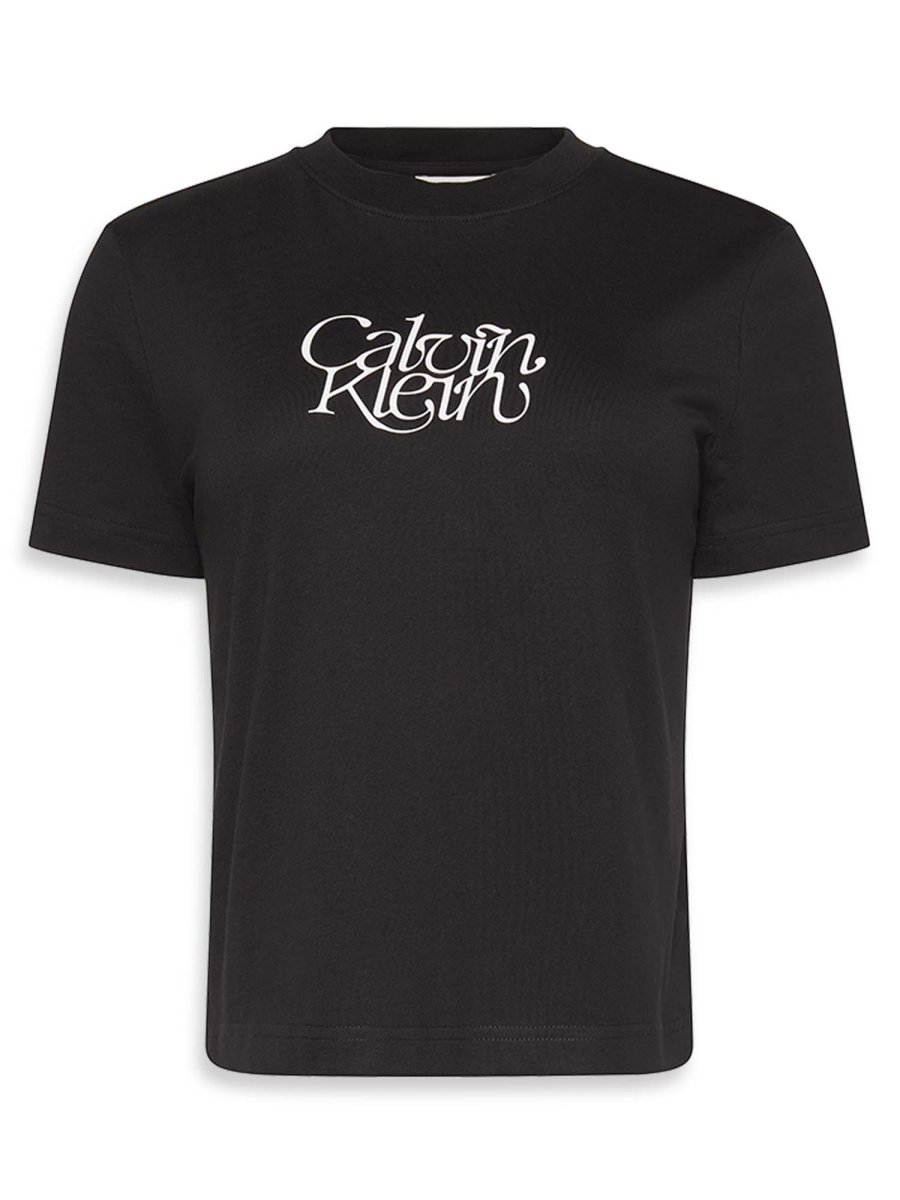 T-SHIRT CROP FITTED SCRIPT CALVIN KLEIN JEANS DA DONNA NERO - immagine 3