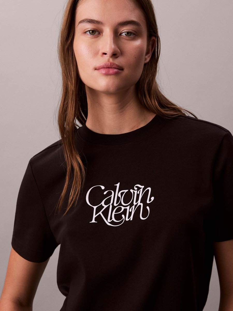 T-SHIRT CROP FITTED SCRIPT CALVIN KLEIN JEANS DA DONNA NERO - immagine 5