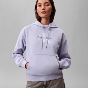 FELPA LILLA CALVIN KLEIN CON CAPUCCIO MONOLOGO DA DONNA