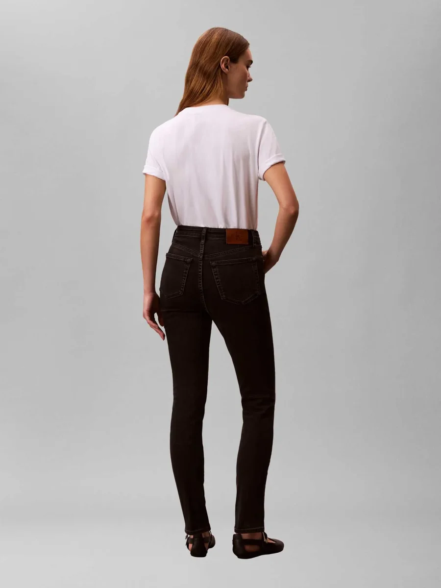 JEANS IN DENIM BLACK CALVIN KLEIN SKINNY VITA ALTA DA DONNA - immagine 4
