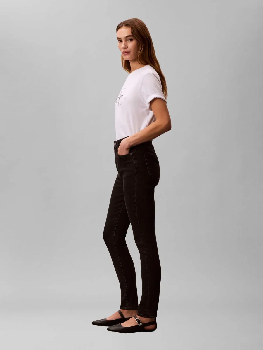JEANS IN DENIM BLACK CALVIN KLEIN SKINNY VITA ALTA DA DONNA - immagine 5