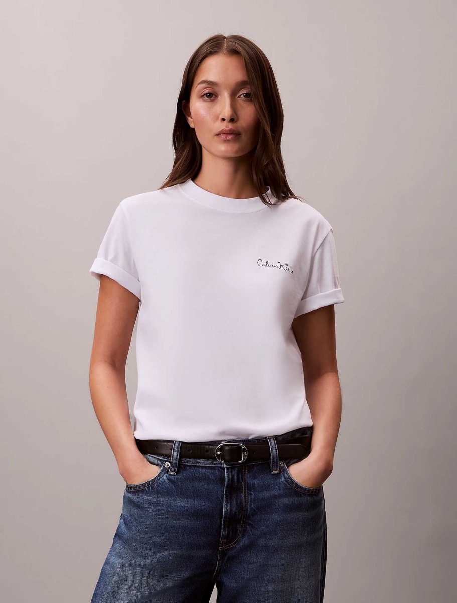 T-SHIRT BIANCA CALVIN KLEIN JEANS CLASSICA DA DONNA - immagine 2