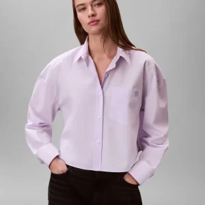 CAMICIA LILLA CALVIN KLEIN CROPPED DA DONNA