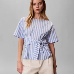 CAMICIA BIANCO-AZZURRO CALVIN KLEIN JEANS A RIGHE DA DONNA