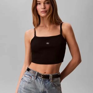 TOP CROP NERO CALVIN KLEIN A COSTINE DA DONNA