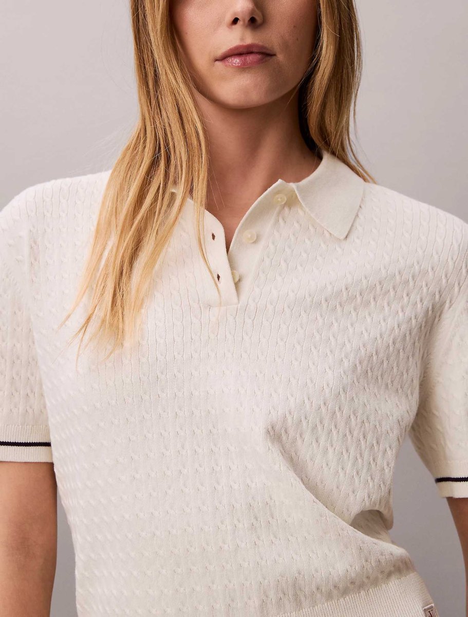 POLO PANNA CALVIN KLEIN JEANS IN MAGLIA INTRECCIATA DA DONNA - immagine 5